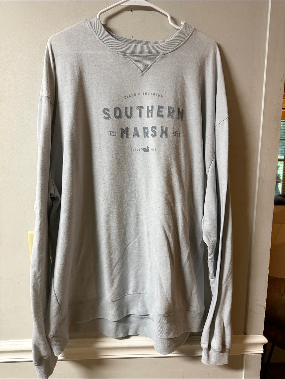 Southern Marsh Men's Crewneck Sweatshirt - Pale Gray with Navy Logo